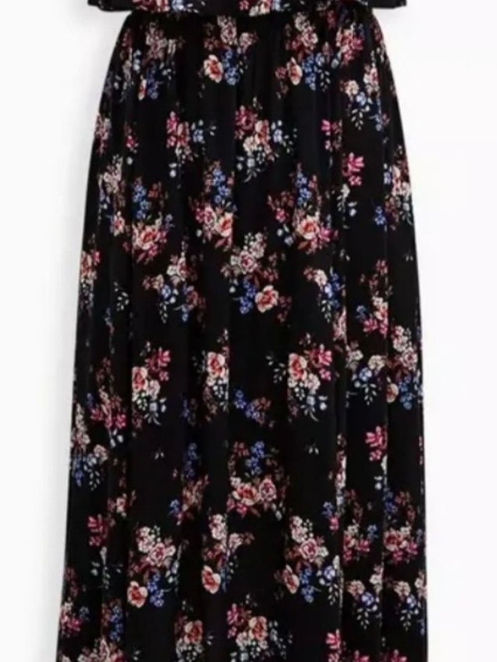 torrid Black Floral Sleeveless Maxi Dress with Pink and Blue Blooms